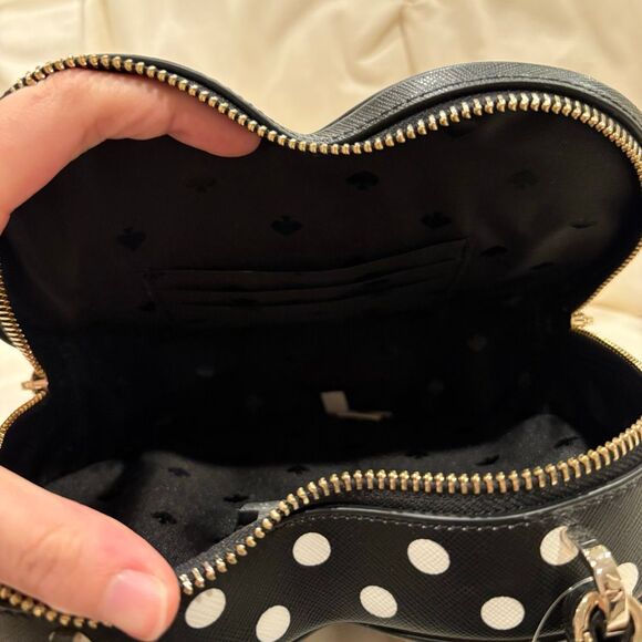 Kate Spade New York Polka Dot Black Love Shack Heart Crossbody Purse NWOT 🖤 - Picture 11 of 12